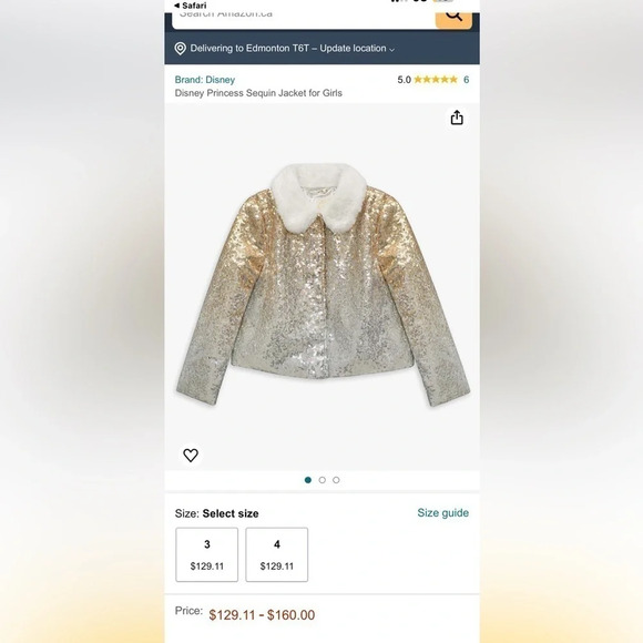 Disney little princess sequin coat  5/6 mint condition- so cute! - Picture 2 of 9